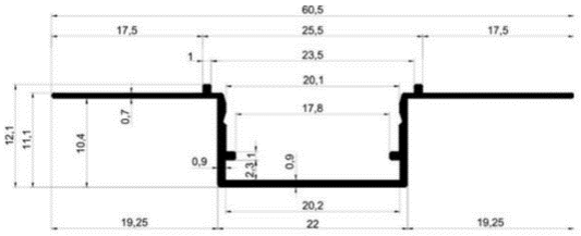 20 MM ALÇI LED PROFİLİ	 	ÇP 0021