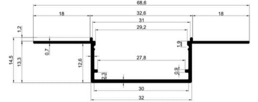 30 MM ALÇI LED PROFİLİ	 	ÇP 0022