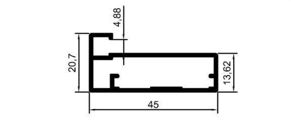45 mm Çerçeve Kapak Profili	 	MD 1001 B