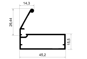 45 mm Çerçeve Kapak Profili	 	MD 1001 S