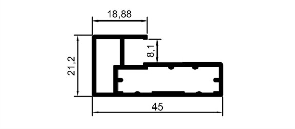 45 mm Çerçeve Kapak Profili	 	MD 1012