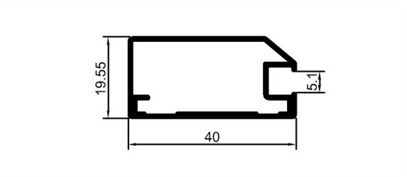 40 mm Çerçeve Kapak ProfilI	 	MD 1087